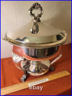 F. B. Rogers Silver Co Silver Plate Chafing Dish Warmer with Lid & Glass Insert