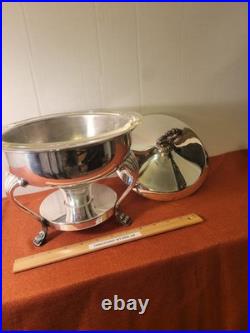 F. B. Rogers Silver Co Silver Plate Chafing Dish Warmer with Lid & Glass Insert F. B. Rogers Silver Co Silver Plate Chafing Dish Warmer with Lid & Glass Insert