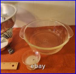 F. B. Rogers Silver Co Silver Plate Chafing Dish Warmer with Lid & Glass Insert