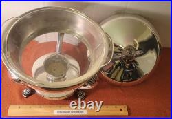 F. B. Rogers Silver Co Silver Plate Chafing Dish Warmer with Lid & Glass Insert F. B. Rogers Silver Co Silver Plate Chafing Dish Warmer with Lid & Glass Insert