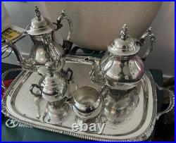 F. B. Rogers Silver Co Silver Plate VTG 5 Pc Coffee Tea Set Tray Pot Cream Sugar