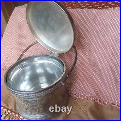 F. B. Rogers Silver Plate on Copper Ice Bucket & Handle 2 QT PYREX Glass INSERT