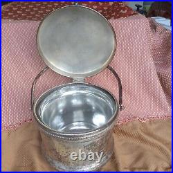 F. B. Rogers Silver Plate on Copper Ice Bucket & Handle 2 QT PYREX Glass INSERT