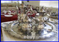 F B Rogers Silver Plated COFFEE TEA 5 pieces Set Looks Great Tray Include