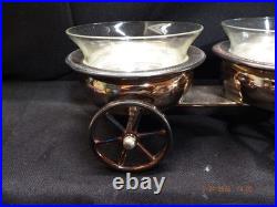 F. B. Rogers Silver plate #517 Wagon Condiment Server/Wine Bottle Coasters-C363