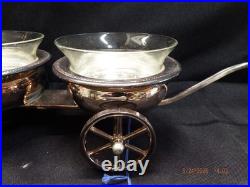 F. B. Rogers Silver plate #517 Wagon Condiment Server/Wine Bottle Coasters-C363