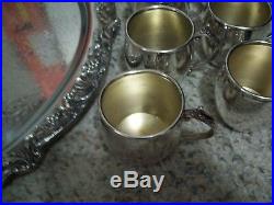 F B Rogers Silverplate Punch Bowl Set Platter, Bowl, And 24 Cups