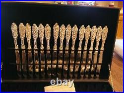 F. B. Rogers Silverware Grand Antique Rose 93 pc Set SILVER PLATED withchest
