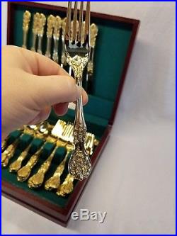 F. B. Rogers & Sons French Rose 45 Piece Gold Plated Flatware Set And Chest