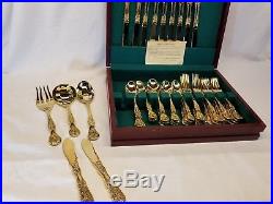 F. B. Rogers & Sons French Rose 45 Piece Gold Plated Flatware Set And Chest