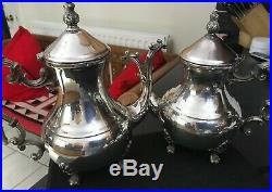 F B Rogers USA Antique Victorian Ornate Silver Plate 4pc Baroque Teaset Tea Set