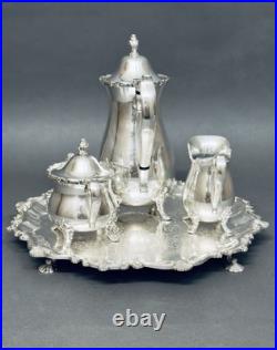 Fabulous Antique Set of Three Roger Bros Silver Plate on Footed Friedman Tray