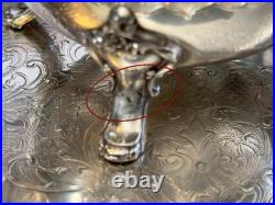 Fabulous Antique Set of Three Roger Bros Silver Plate on Footed Friedman Tray