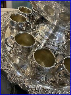 Fb Rogers Silverplate Punch Bowl Cups Underplate Tray