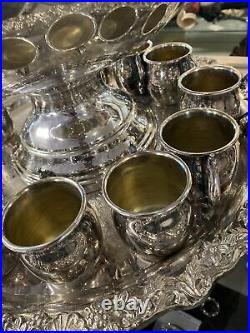 Fb Rogers Silverplate Punch Bowl Cups Underplate Tray