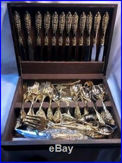 Golden Grand Antique Gold Electroplate by FB Rogers 68 pieces Service for 12