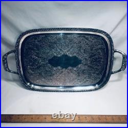 Gorgeous Antique Silver Plate Serving Platter Tray Handle Wm Rogers Berwick 1904