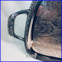 Gorgeous Antique Silver Plate Serving Platter Tray Handle Wm Rogers Berwick 1904
