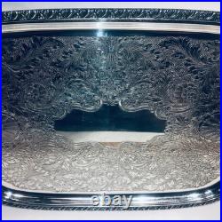 Gorgeous Antique Silver Plate Serving Platter Tray Handle Wm Rogers Berwick 1904