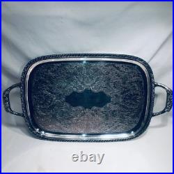 Gorgeous Antique Silver Plate Serving Platter Tray Handle Wm Rogers Berwick 1904