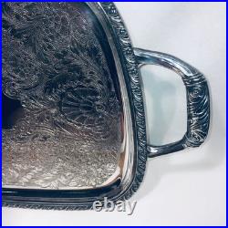 Gorgeous Antique Silver Plate Serving Platter Tray Handle Wm Rogers Berwick 1904