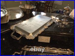 Gorgeous Ornate FB Rogers Trio of Stacking Handled Serving Trays