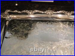 Gorgeous Ornate FB Rogers Trio of Stacking Handled Serving Trays