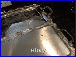 Gorgeous Ornate FB Rogers Trio of Stacking Handled Serving Trays