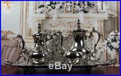 Gorgeous Victorian Antique Silverplate Tea Set FB Rogers 5 Pieces