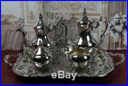 Gorgeous Victorian Antique Silverplate Tea Set FB Rogers 5 Pieces