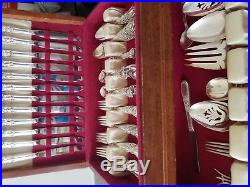 HERITAGE Silverplate 1847 Rogers Bros IS Silverware with With Case-65 pieces