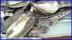 HUGE MIX LOT OF SILVER PLATE FLATWARE Incl WM Rogers & Sons Vintage some Antique