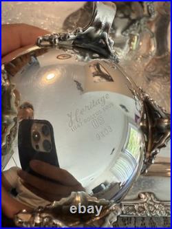 Heritage 1847 Rogers Bros Large Plate 9493 & 3 Pc. Tea Set Silverplated- VTG
