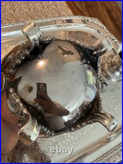 Heritage 1847 Rogers Bros Large Plate 9493 & 3 Pc. Tea Set Silverplated- VTG