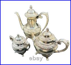 Heritage 1847 Rogers Bros. Silver Plate Coffee Pot 9401/Tea Pot 9402/Sugar 9403