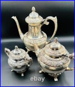Heritage 1847 Rogers Bros. Silver Plate Coffee Pot 9401/Tea Pot 9402/Sugar 9403