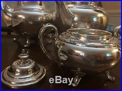 Holmes & Edwards, silverplated tea set Of 4 YOUTH Series 1940s With Rogers Tray