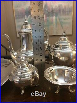 Holmes & Edwards, silverplated tea set Of 4 YOUTH Series 1940s With Rogers Tray