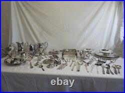 Huge 28.7lb Vintage Silverplate Serving Ware Flatware Estate Lot Rogers Oneida