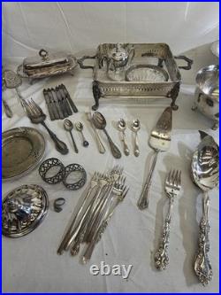 Huge 28.7lb Vintage Silverplate Serving Ware Flatware Estate Lot Rogers Oneida
