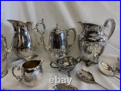 Huge 28.7lb Vintage Silverplate Serving Ware Flatware Estate Lot Rogers Oneida