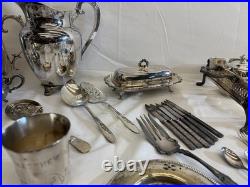 Huge 28.7lb Vintage Silverplate Serving Ware Flatware Estate Lot Rogers Oneida