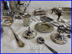 Huge 28.7lb Vintage Silverplate Serving Ware Flatware Estate Lot Rogers Oneida
