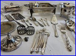 Huge 28.7lb Vintage Silverplate Serving Ware Flatware Estate Lot Rogers Oneida
