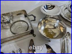 Huge 28.7lb Vintage Silverplate Serving Ware Flatware Estate Lot Rogers Oneida