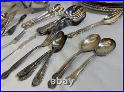Huge 28.7lb Vintage Silverplate Serving Ware Flatware Estate Lot Rogers Oneida