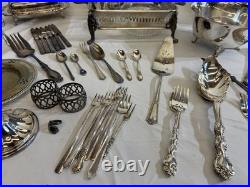Huge 28.7lb Vintage Silverplate Serving Ware Flatware Estate Lot Rogers Oneida