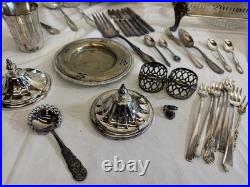 Huge 28.7lb Vintage Silverplate Serving Ware Flatware Estate Lot Rogers Oneida