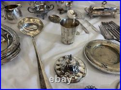 Huge 28.7lb Vintage Silverplate Serving Ware Flatware Estate Lot Rogers Oneida