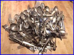 Huge Lot Of 247 Vintage Antique Silverplate Flatware Silverware Fork Spoon Knife